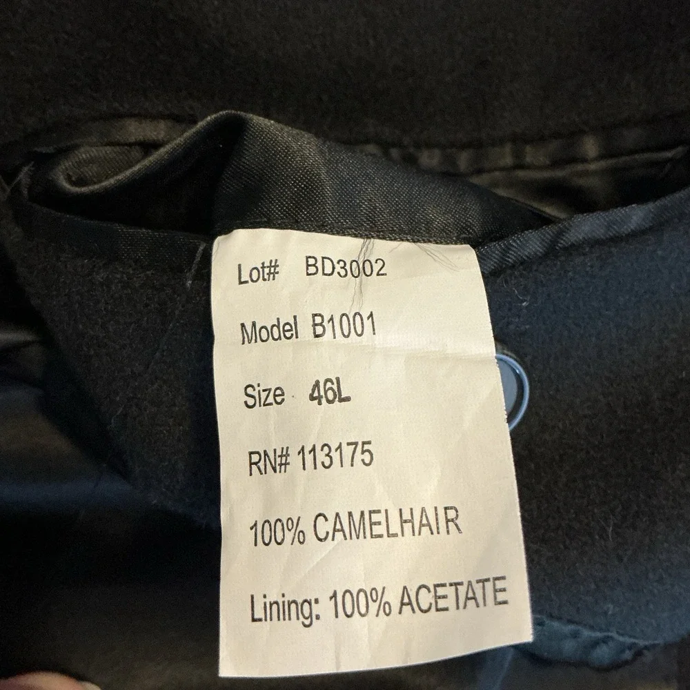 Bill Blass‎ Camel Hair Blazer Jacket Black Men's Size 46L Sports Coat Classic